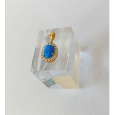 Μενταγιόν ροζέτα με μπλε φεγγαρόπετρα χρυσό (N193)